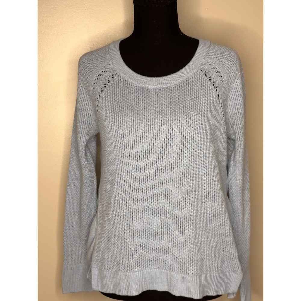 LOFT Women's Light Blue Oversized Long Length Knit Sweater Size Medium